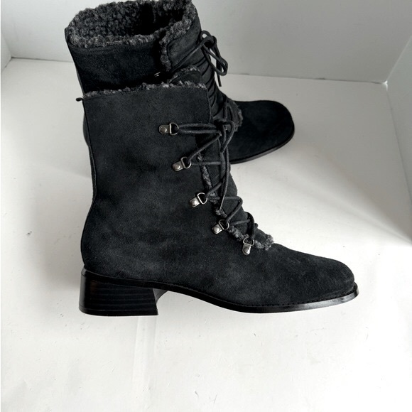 Vintage A J Valenci Footwear Womens Black Chunky Heel Square Toe Bootie… - Picture 7 of 11